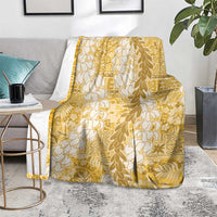 Gold Puakenikeni and Maile Lei Blanket Hawaiian Style Tribal Tapa Double Strand Lei