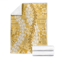 Gold Puakenikeni and Maile Lei Blanket Hawaiian Style Tribal Tapa Double Strand Lei