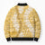 Gold Puakenikeni and Maile Lei Bomber Puffer Jacket Hawaiian Style Tribal Tapa Double Strand Lei - Polynesian Pride