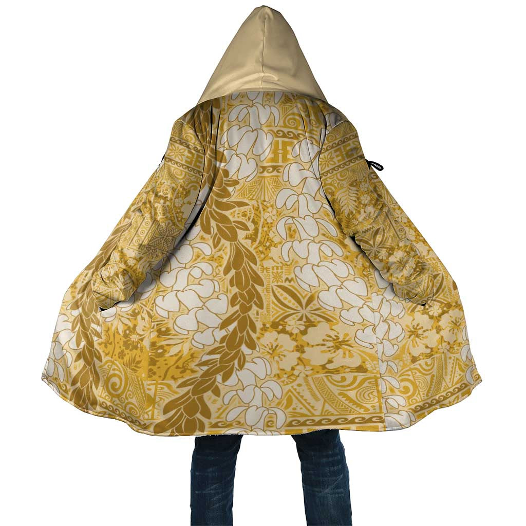 Gold Puakenikeni and Maile Lei Cloak Hawaiian Style Tribal Tapa Double Strand Lei - Polynesian Pride