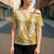 Gold Puakenikeni and Maile Lei Cross Shoulder Shirt Hawaiian Style Tribal Tapa Double Strand Lei - Polynesian Pride