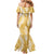 Gold Puakenikeni and Maile Lei Family Matching Mermaid Dress and Hawaiian Shirt Hawaiian Style Tribal Tapa Double Strand Lei