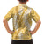Gold Puakenikeni and Maile Lei Family Matching Off The Shoulder Long Sleeve Dress and Hawaiian Shirt Hawaiian Style Tribal Tapa Double Strand Lei