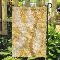 Gold Puakenikeni and Maile Lei Garden Flag Hawaiian Style Tribal Tapa Double Strand Lei
