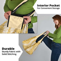 Gold Puakenikeni and Maile Lei Grocery Bag Hawaiian Style Tribal Tapa Double Strand Lei