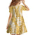 Gold Puakenikeni and Maile Lei Kid Short Sleeve Dress Hawaiian Style Tribal Tapa Double Strand Lei
