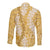 Gold Puakenikeni and Maile Lei Long Sleeve Button Shirt Hawaiian Style Tribal Tapa Double Strand Lei