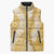 Gold Puakenikeni and Maile Lei Sleeveless Puffer Jacket Hawaiian Style Tribal Tapa Double Strand Lei - Polynesian Pride