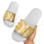 Gold Puakenikeni and Maile Lei Slide Sandals Hawaiian Style Tribal Tapa Double Strand Lei - Polynesian Pride