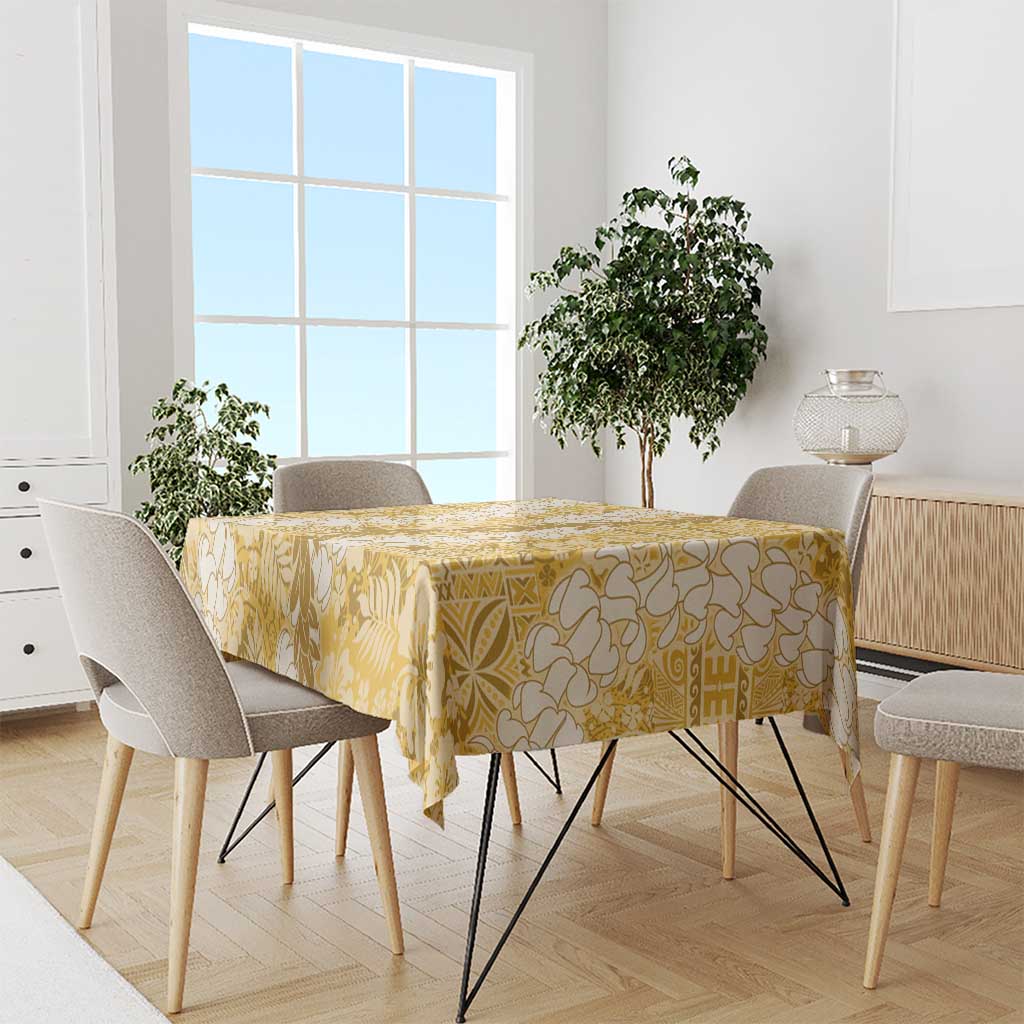 Gold Puakenikeni and Maile Lei Tablecloth Hawaiian Style Tribal Tapa Double Strand Lei