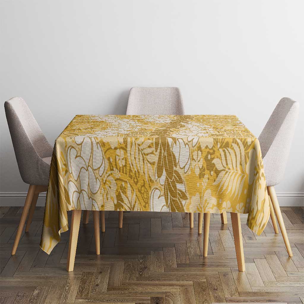 Gold Puakenikeni and Maile Lei Tablecloth Hawaiian Style Tribal Tapa Double Strand Lei