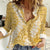 Gold Puakenikeni and Maile Lei Women Casual Shirt Hawaiian Style Tribal Tapa Double Strand Lei