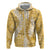 Gold Puakenikeni and Maile Lei Zip Hoodie Hawaiian Style Tribal Tapa Double Strand Lei