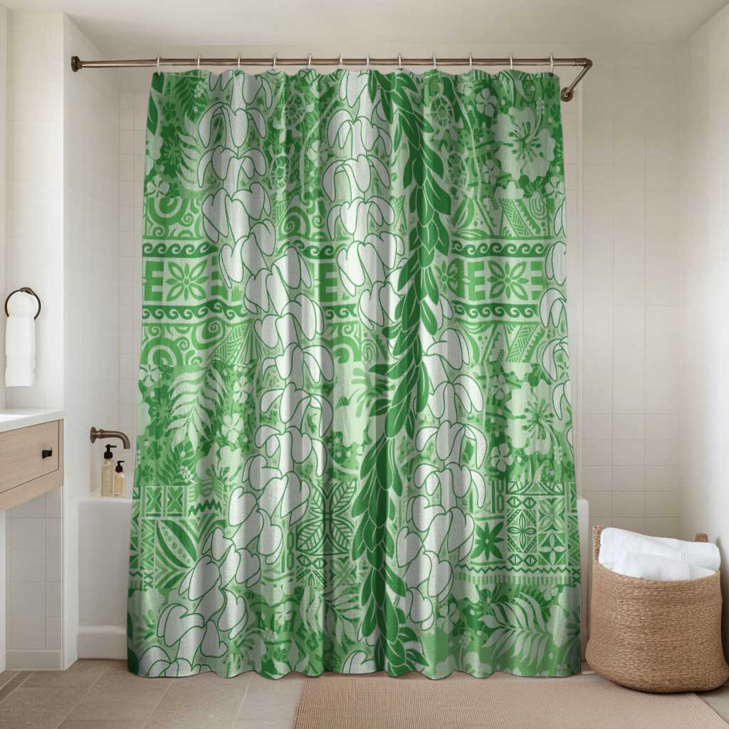 Green Puakenikeni and Maile Lei Bathroom Set Hawaiian Style Tribal Tapa Double Strand Lei - Polynesian Pride