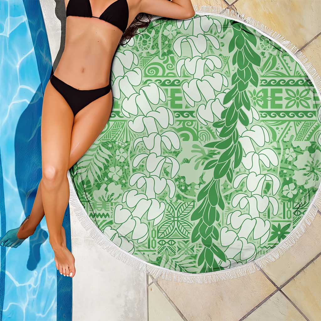 Green Puakenikeni and Maile Lei Beach Blanket Hawaiian Style Tribal Tapa Double Strand Lei