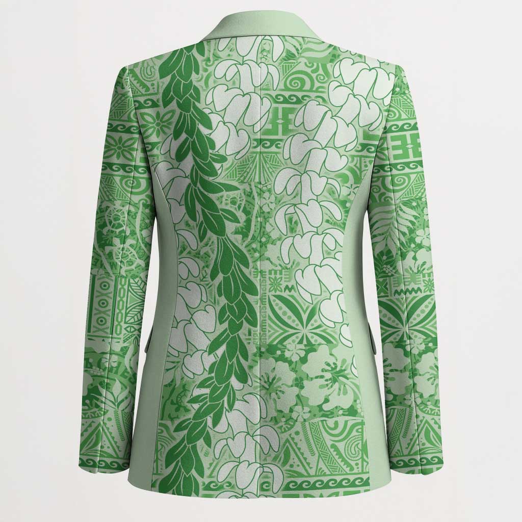 Green Puakenikeni and Maile Lei Blazer Hawaiian Style Tribal Tapa Double Strand Lei - Polynesian Pride