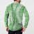 Green Puakenikeni and Maile Lei Button Sweatshirt Hawaiian Style Tribal Tapa Double Strand Lei