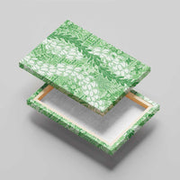 Green Puakenikeni and Maile Lei Canvas Wall Art Hawaiian Style Tribal Tapa Double Strand Lei