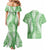 Green Puakenikeni and Maile Lei Couples Matching Mermaid Dress and Hawaiian Shirt Hawaiian Style Tribal Tapa Double Strand Lei