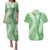 Green Puakenikeni and Maile Lei Couples Matching Puletasi and Hawaiian Shirt Hawaiian Style Tribal Tapa Double Strand Lei
