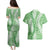 Green Puakenikeni and Maile Lei Couples Matching Puletasi and Hawaiian Shirt Hawaiian Style Tribal Tapa Double Strand Lei