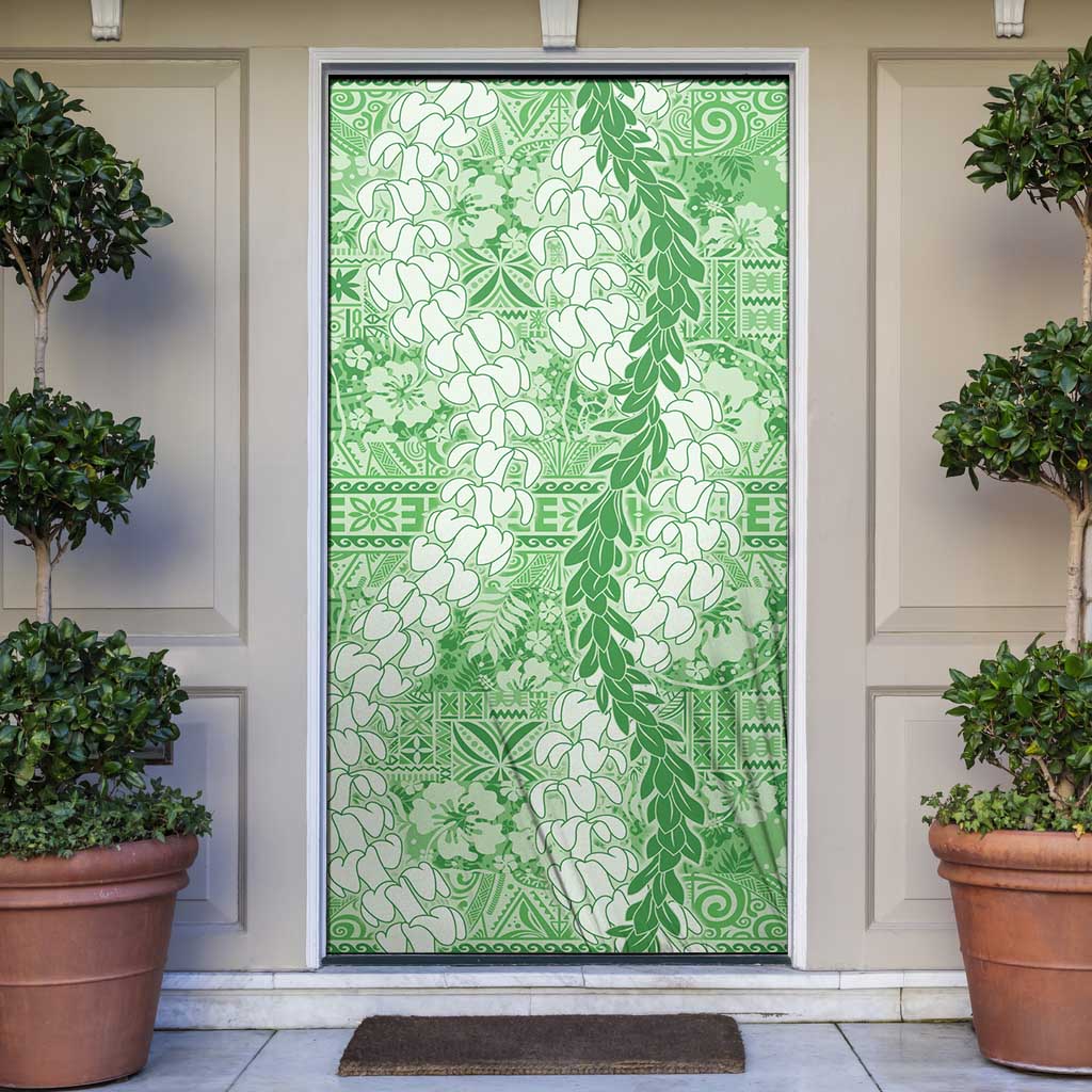 Green Puakenikeni and Maile Lei Door Cover Hawaiian Style Tribal Tapa Double Strand Lei - Polynesian Pride