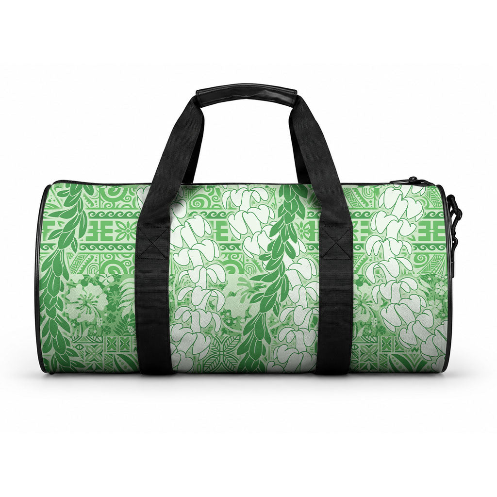 Green Puakenikeni and Maile Lei Duffle Bag Hawaiian Style Tribal Tapa Double Strand Lei LT9 One size Green - Polynesian Pride