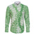 Green Puakenikeni and Maile Lei Family Matching Off The Shoulder Long Sleeve Dress and Hawaiian Shirt Hawaiian Style Tribal Tapa Double Strand Lei