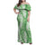 Green Puakenikeni and Maile Lei Family Matching Off Shoulder Maxi Dress and Hawaiian Shirt Hawaiian Style Tribal Tapa Double Strand Lei