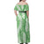 Green Puakenikeni and Maile Lei Family Matching Off Shoulder Maxi Dress and Hawaiian Shirt Hawaiian Style Tribal Tapa Double Strand Lei