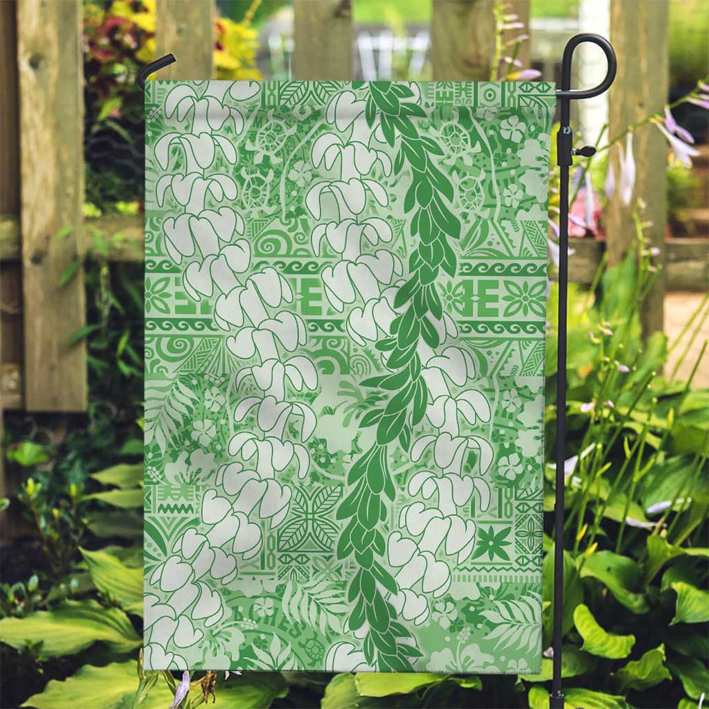 Green Puakenikeni and Maile Lei Garden Flag Hawaiian Style Tribal Tapa Double Strand Lei