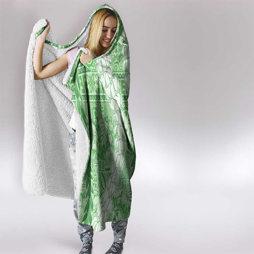 Green Puakenikeni and Maile Lei Hooded Blanket Hawaiian Style Tribal Tapa Double Strand Lei