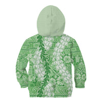 Green Puakenikeni and Maile Lei Kid Hoodie Hawaiian Style Tribal Tapa Double Strand Lei