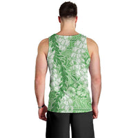 Green Puakenikeni and Maile Lei Men Tank Top Hawaiian Style Tribal Tapa Double Strand Lei