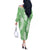 Green Puakenikeni and Maile Lei Off The Shoulder Long Sleeve Dress Hawaiian Style Tribal Tapa Double Strand Lei