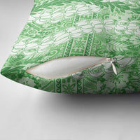 Green Puakenikeni and Maile Lei Pillow Cover Hawaiian Style Tribal Tapa Double Strand Lei - Polynesian Pride