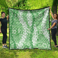 Green Puakenikeni and Maile Lei Quilt Hawaiian Style Tribal Tapa Double Strand Lei