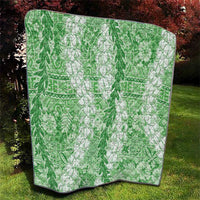 Green Puakenikeni and Maile Lei Quilt Hawaiian Style Tribal Tapa Double Strand Lei