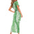 Green Puakenikeni and Maile Lei Short Sleeve Bodycon Dress Hawaiian Style Tribal Tapa Double Strand Lei