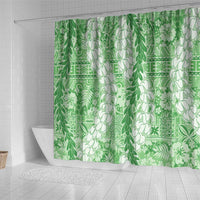 Green Puakenikeni and Maile Lei Shower Curtain Hawaiian Style Tribal Tapa Double Strand Lei