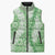 Green Puakenikeni and Maile Lei Sleeveless Puffer Jacket Hawaiian Style Tribal Tapa Double Strand Lei - Polynesian Pride