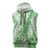 Green Puakenikeni and Maile Lei Sleeveless Zip Hoodie Hawaiian Style Tribal Tapa Double Strand Lei - Polynesian Pride