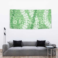 Green Puakenikeni and Maile Lei Tapestry Hawaiian Style Tribal Tapa Double Strand Lei