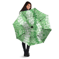 Green Puakenikeni and Maile Lei Umbrella Hawaiian Style Tribal Tapa Double Strand Lei - Polynesian Pride