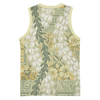 Vintage Puakenikeni and Maile Lei Basketball Jersey Hawaiian Style Tribal Tapa Double Strand Lei - Polynesian Pride