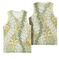 Vintage Puakenikeni and Maile Lei Basketball Jersey Hawaiian Style Tribal Tapa Double Strand Lei - Polynesian Pride