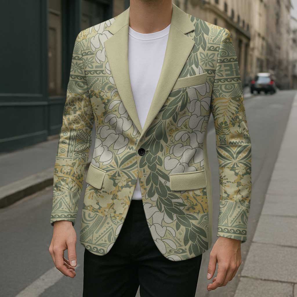 Vintage Puakenikeni and Maile Lei Blazer Hawaiian Style Tribal Tapa Double Strand Lei - Polynesian Pride