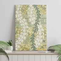 Vintage Puakenikeni and Maile Lei Canvas Wall Art Hawaiian Style Tribal Tapa Double Strand Lei