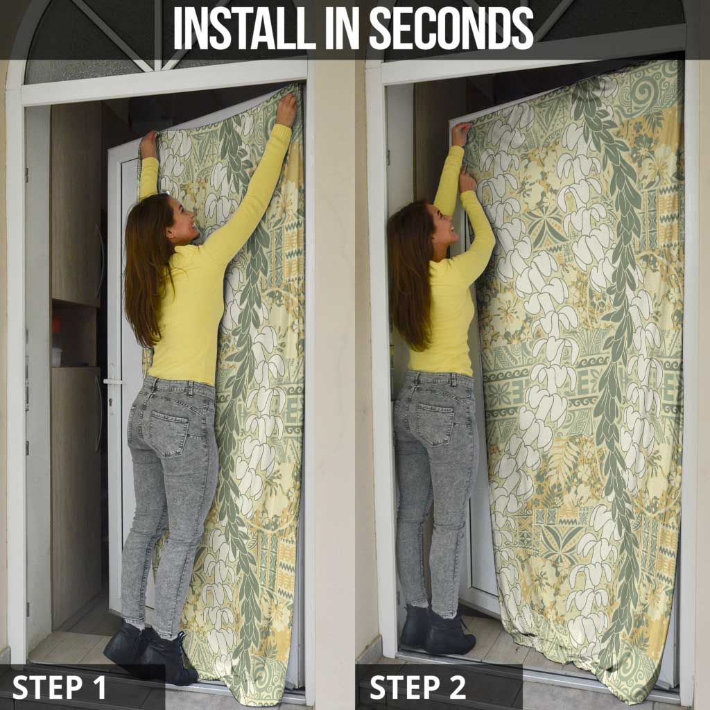 Vintage Puakenikeni and Maile Lei Door Cover Hawaiian Style Tribal Tapa Double Strand Lei - Polynesian Pride