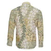 Vintage Puakenikeni and Maile Lei Family Matching Off The Shoulder Long Sleeve Dress and Hawaiian Shirt Hawaiian Style Tribal Tapa Double Strand Lei